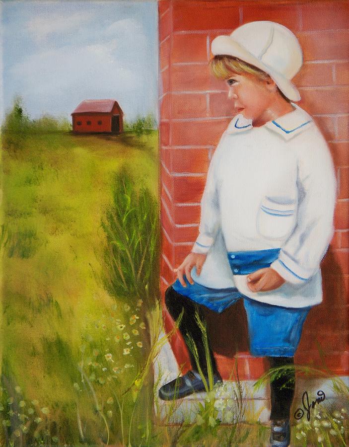Little Boy Waiting Painting by Joni McPherson