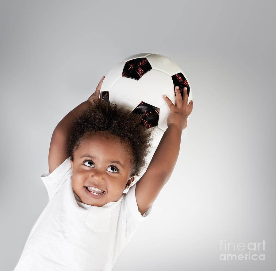 Little boy with soccer ball Photograph by Anna Om
