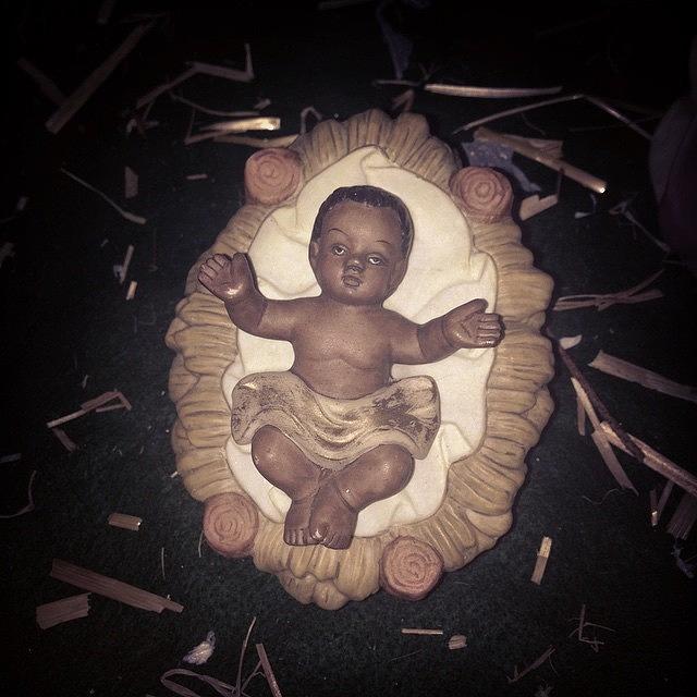 Little Brown Baby Jesus Says Merry Photograph by Pharen Bowman