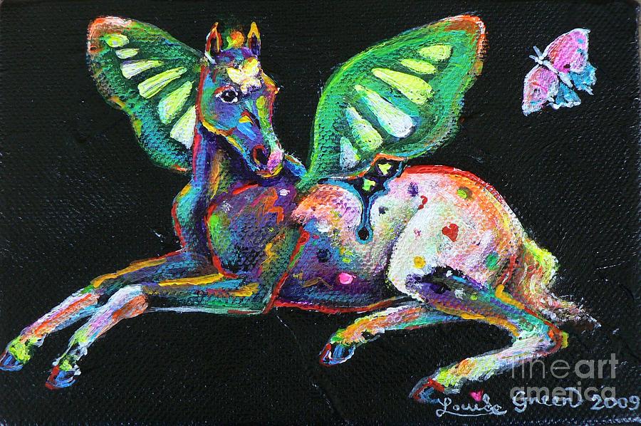 Butterfly Painting - Little Butterfly Pony by Louise Green