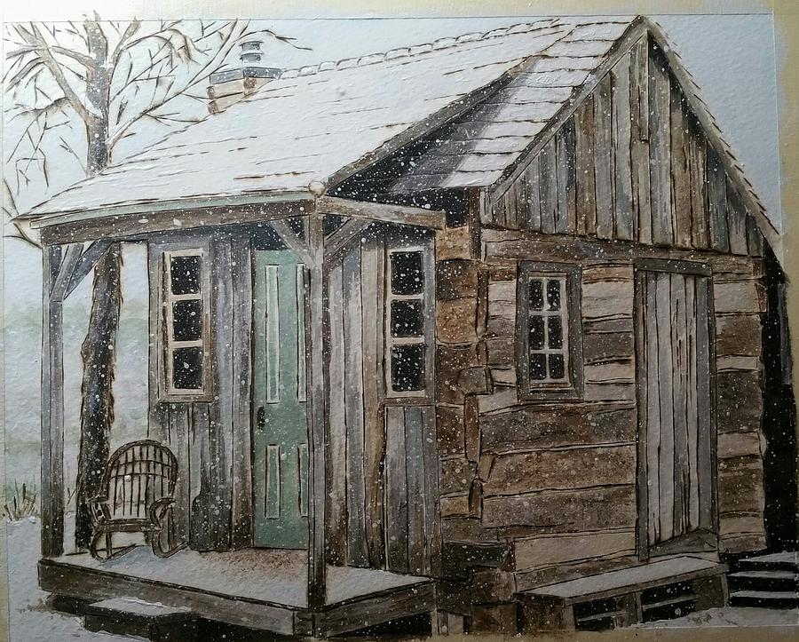 Little Cabin In The Woods Painting by Judi Hendricks