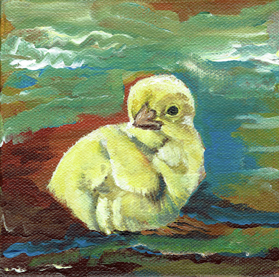 Little Chick - Baby Chicken Painting by Jan Dappen