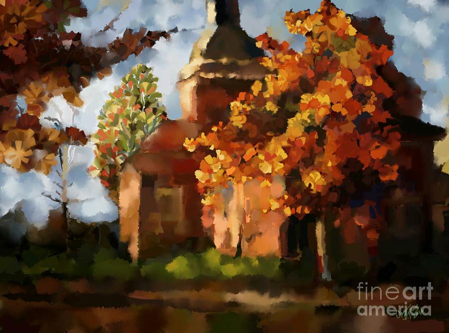 Little Church Painting by Carrie Joy Byrnes