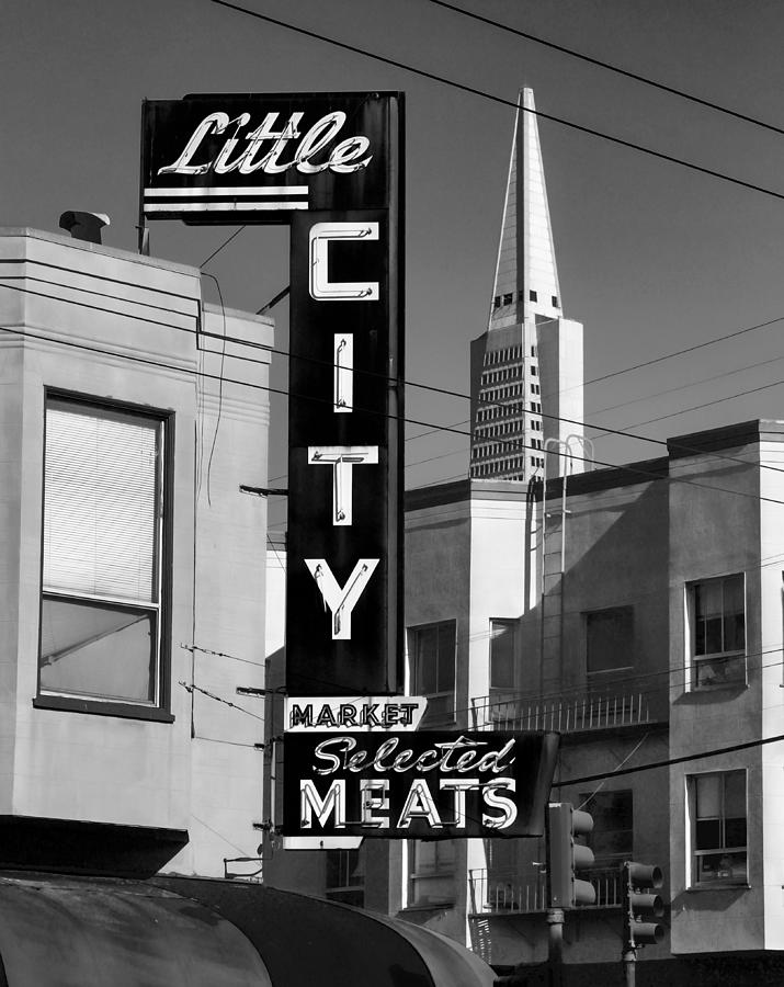 Little City Market North Beach San Francisco BW Photograph by Bonnie Follett