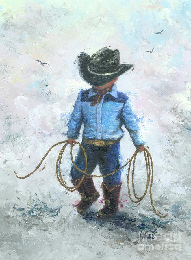 Little Cowboy Lasso Painting by Vickie Wade