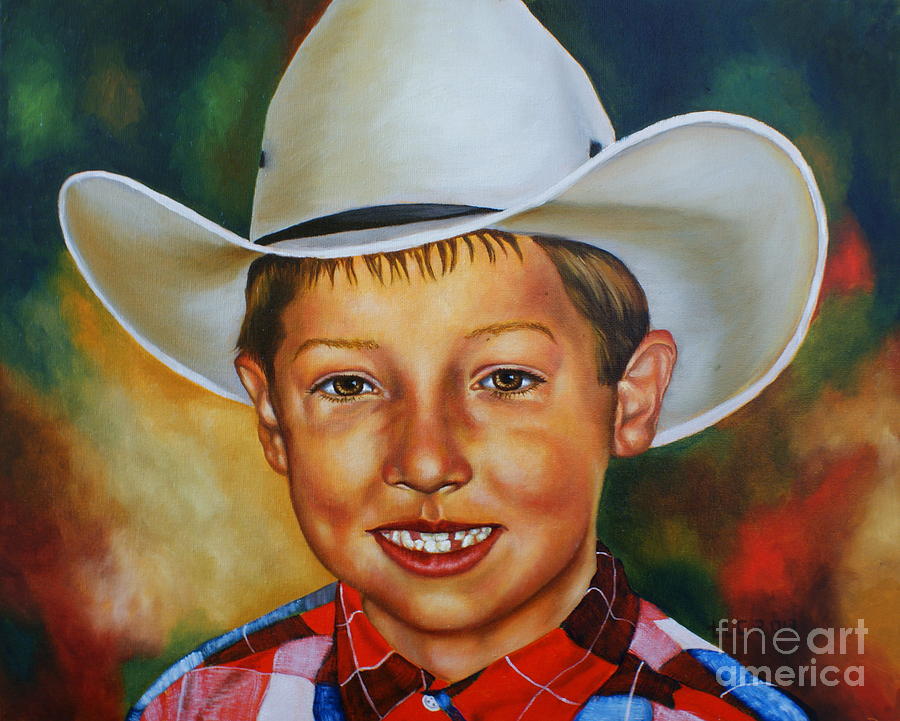 Little Cowboy Painting by Theresa Cangelosi