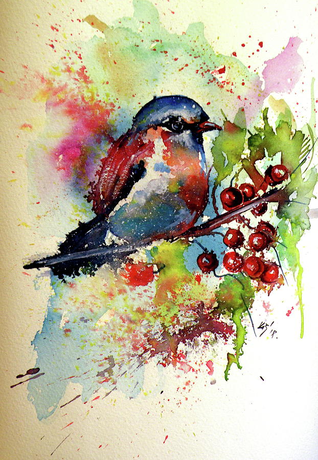 Little Cute Bird Painting by Kovacs Anna Brigitta