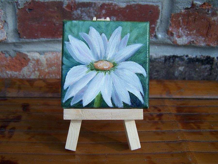 LIttle Daisy Do Miniature with Easel - SOLD Painting by Susan Dehlinger