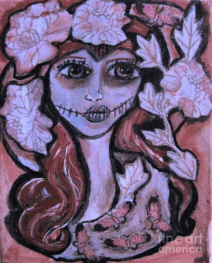 Little Day of the Dead Girl Mixed Media by Sandy DeLuca