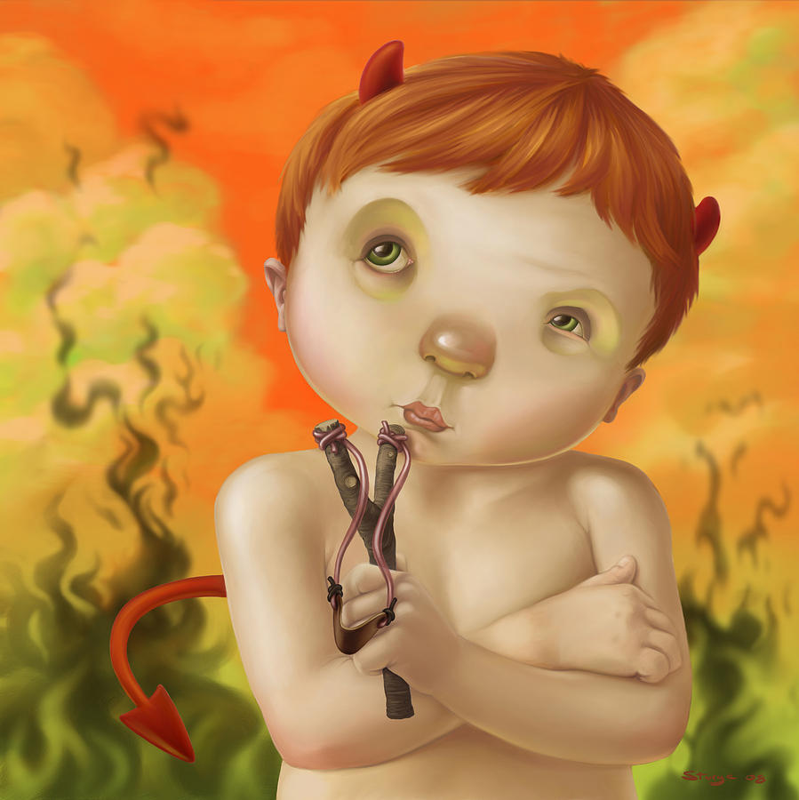 Little Devil Painting by Simon Sturge