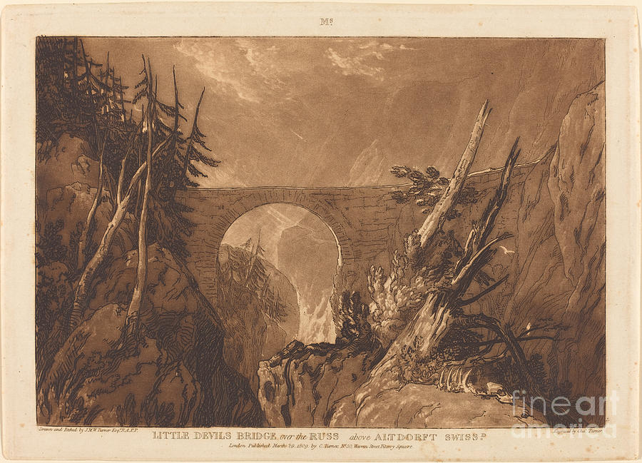 Little Devil's Bridge Drawing by Joseph Mallord William Turner And ...