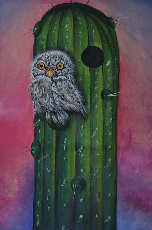 Little Elf Owl Painting by Virginia Bond