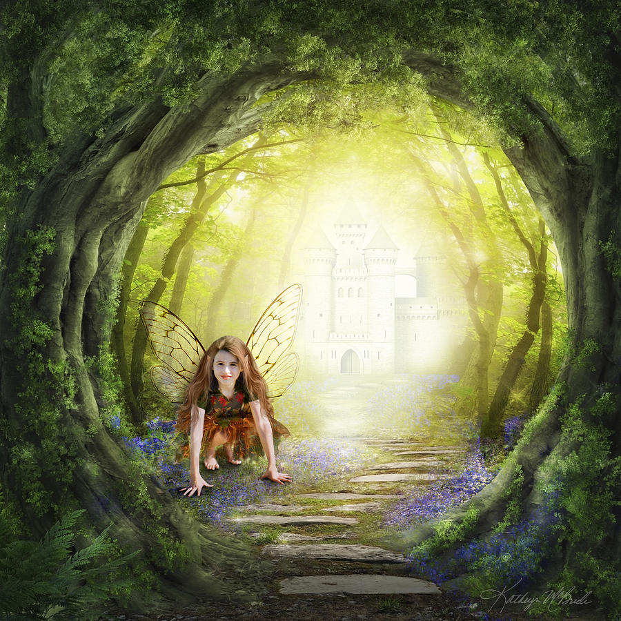 Little Fairy in the Woods Digital Art by Kathryn McBride