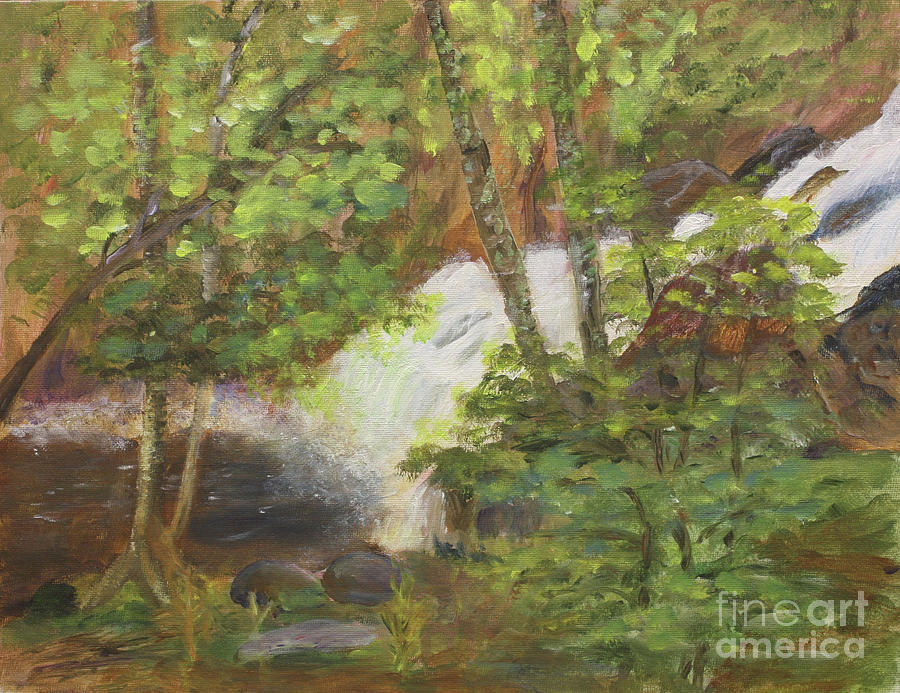 Little Falls in Jay VT Painting by Donna Walsh