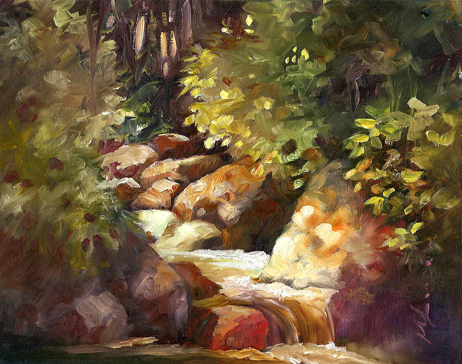 Landscape Painting - Little Falls on Palo Colorado by Monica Linville