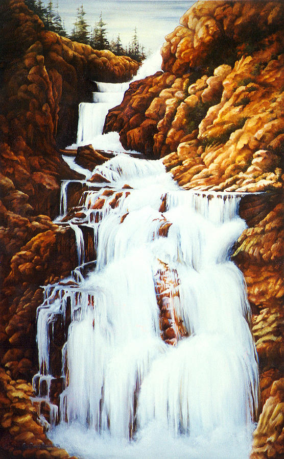 Waterfall Painting - Little Firehole Falls by Teri Rosario Waterfall Painting - Little Firehole Falls by Teri Rosario
