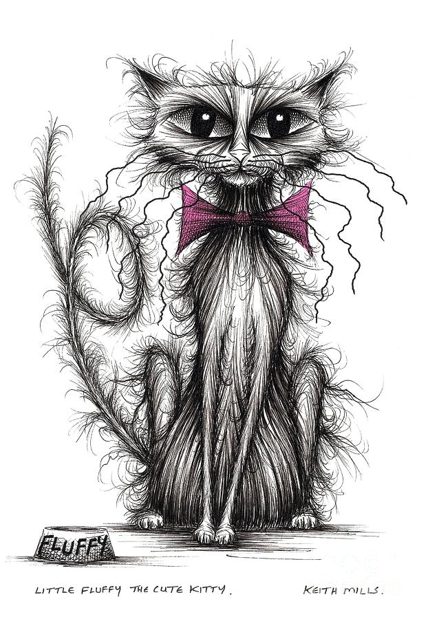 fluffy black cats intricately inked in illustrations by kamwei fong