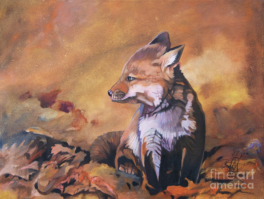 Little Fox Painting by J W Baker