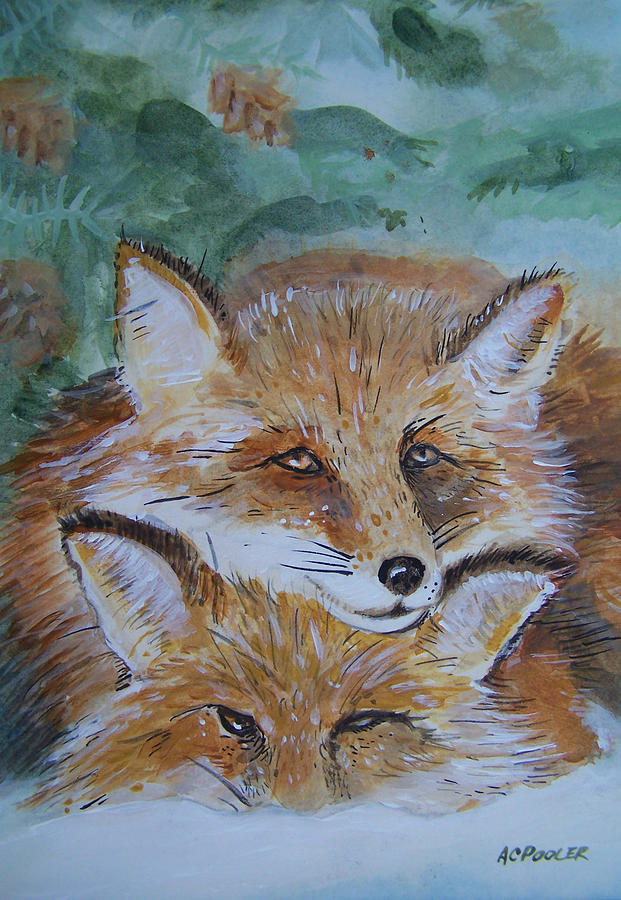 Little Foxes Painting by Anthony Pooler | Fine Art America