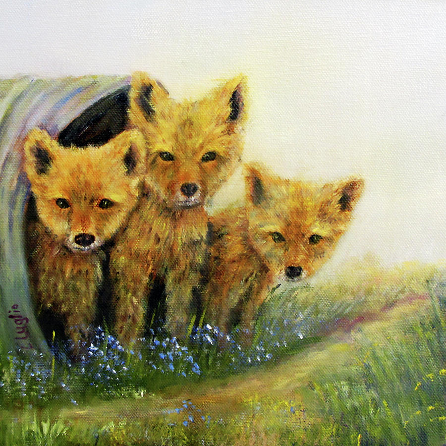 Little Foxes Painting by Loretta Luglio