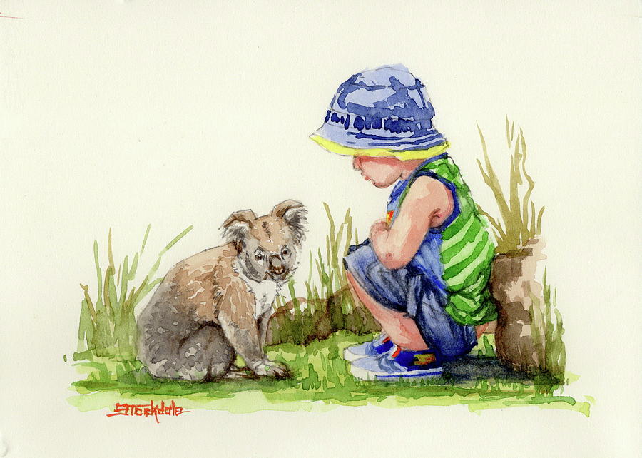 Little Friends Watercolor Painting by Margaret Stockdale