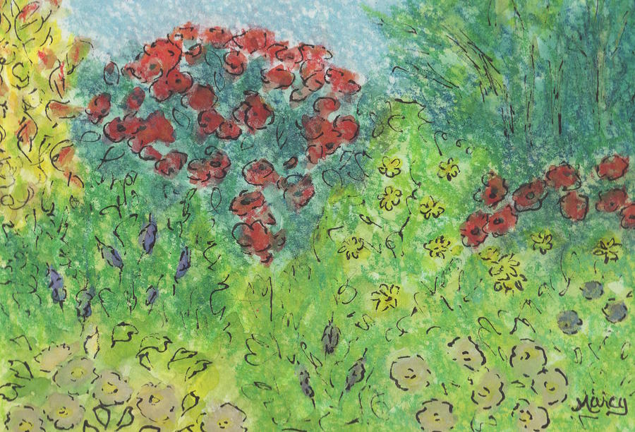Little Garden Painting by Marcy Brennan