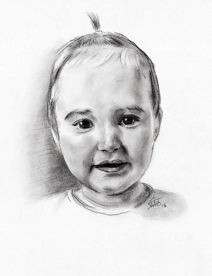 Little Girl Christina Drawing by Masha Batkova
