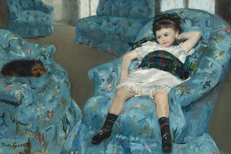 Little Girl in a Blue Armchair, from 1878 Painting by Mary Cassatt