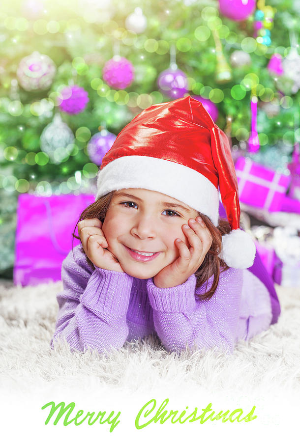 Little girl near Christmas tree Photograph by Anna Om
