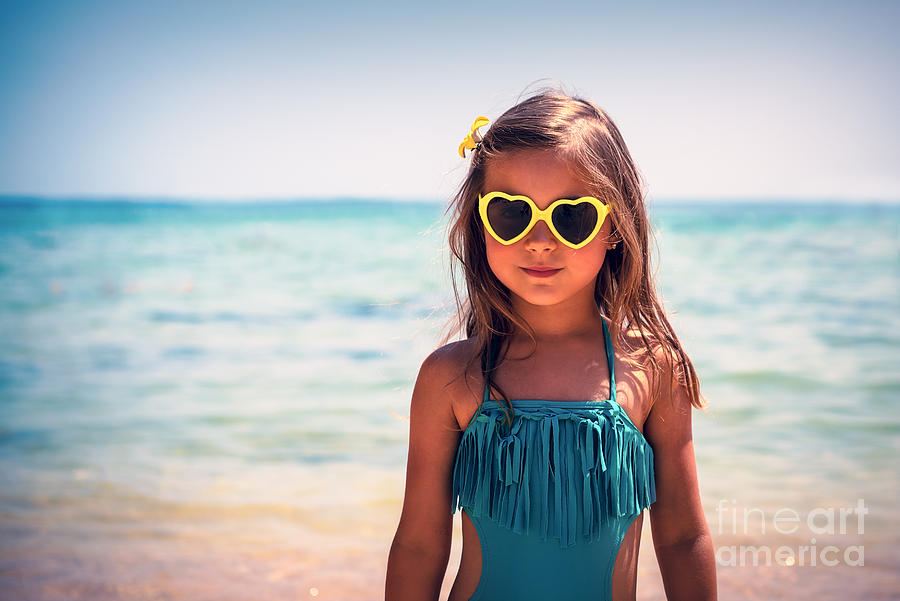 Little girl on the beach Photograph by Anna Om