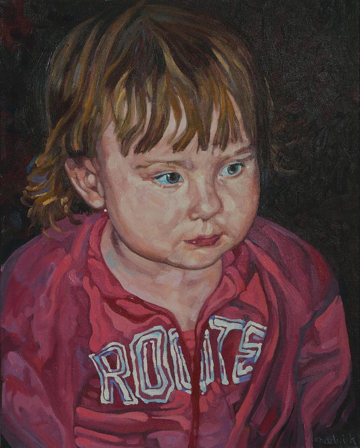 Little Girl Painting by Phil Chadwick