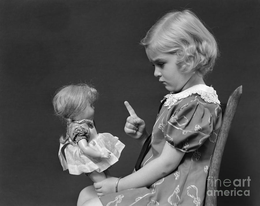 Little Girl Scolding Doll, C.1930s Photograph by H. Armstrong Roberts/ClassicStock