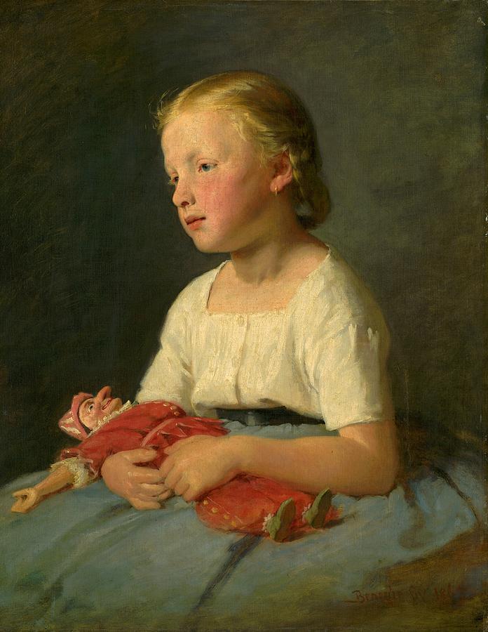 Little girl with a doll, Gyula Benczur 1863 Painting by Vincent Monozlay
