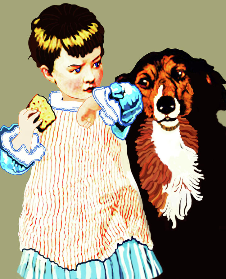 Little Girl With Hungry Mutt by Marian Cates Little Girl With Hungry Mutt by Marian Cates