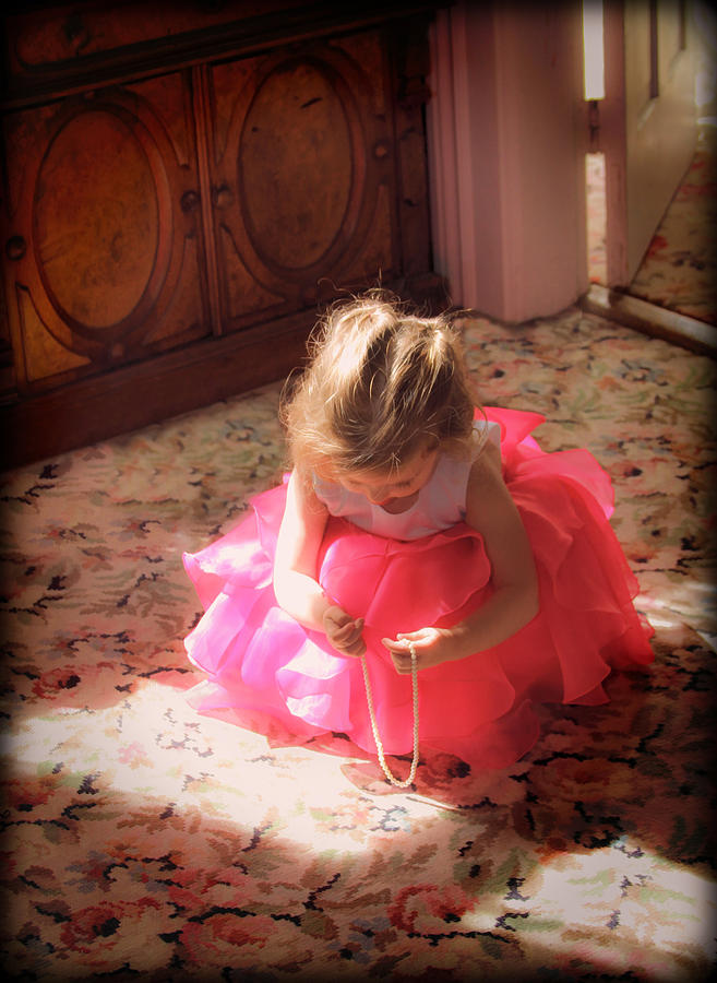 Little Girl with Pearls 2 Photograph by Bonnie Follett