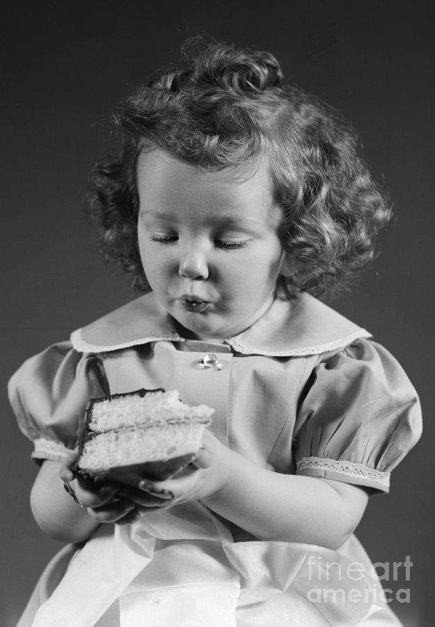 Little Girl With Slice Of Cake, C.1940s Photograph by H. Armstrong Roberts/ClassicStock