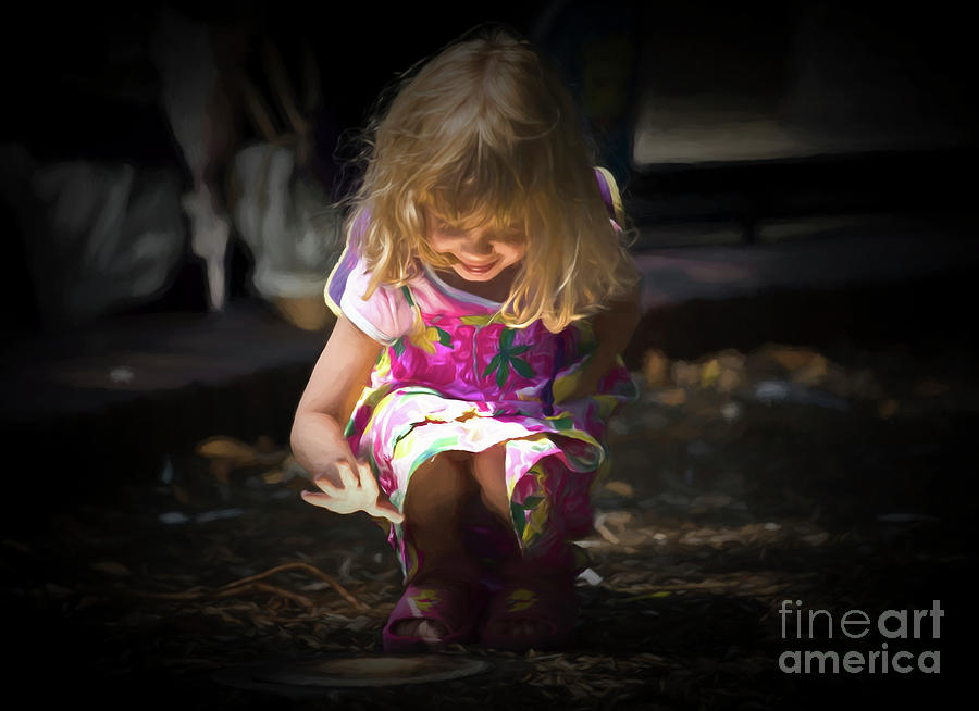 Little girl with uplight Digital Art by Sheila Smart Fine Art Photography