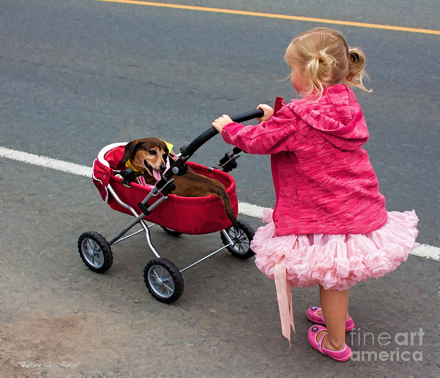 Dog Photograph - Little Girls and Puppy Tails by Barbara McMahon