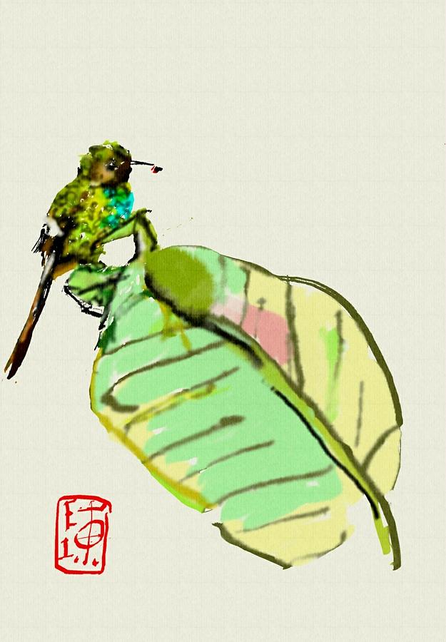Little Green Bird Digital Art by Debbi Saccomanno Chan