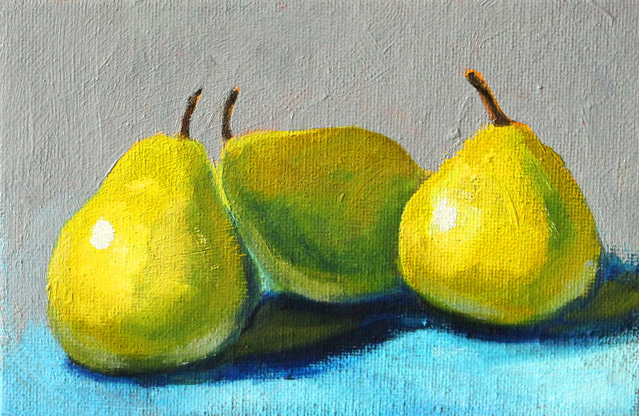 Little Green Pears Painting by Nancy Merkle