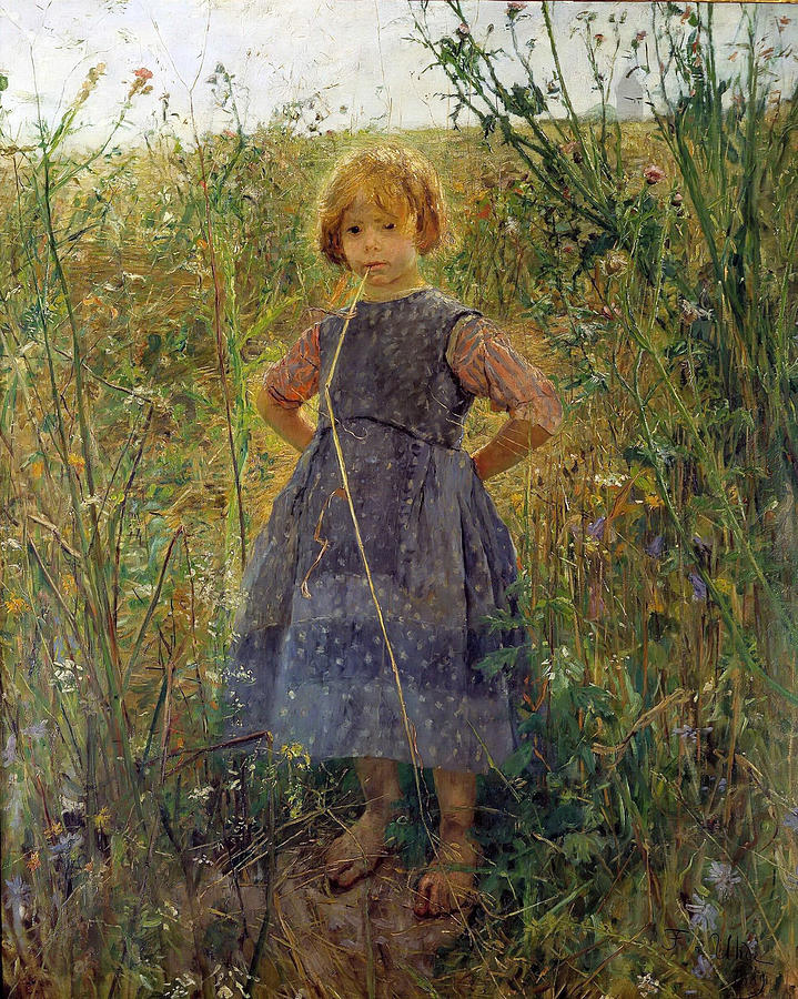 Little Heathland Princess Painting by Fritz von Uhde