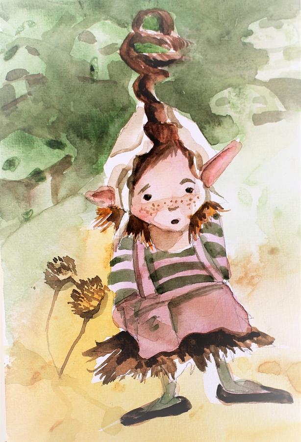 Little Hobgoblin Girl Painting by Mindy Newman