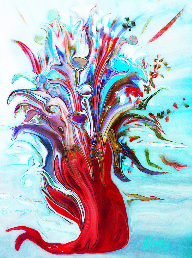 Abstract Painting - Abstract Little Mermaid Vase  by Sherriofpalmsprings by Sherris - Of Palm Springs