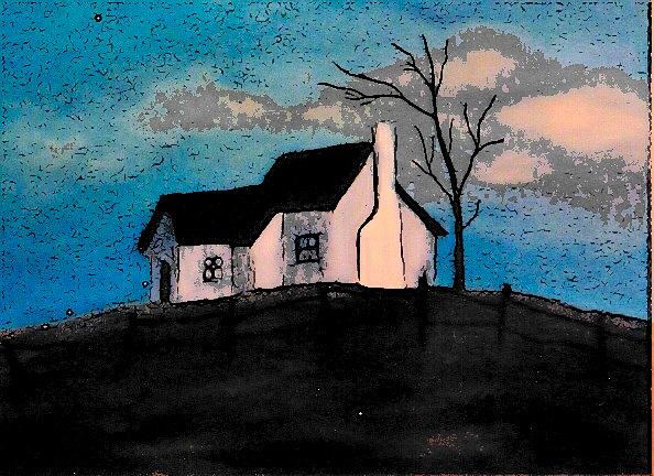 Little house on the Hill Drawing by John Stuart Webbstock