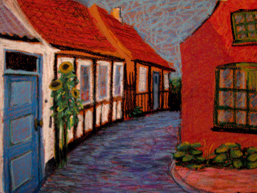 Little Houses on Bornholm Island Painting by Art Nomad Sandra  Hansen