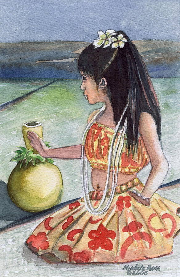 Watercolor Painting - Little Hula by Michele Ross