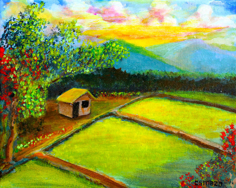 Little Hut in the Farm Painting by Cyril Maza