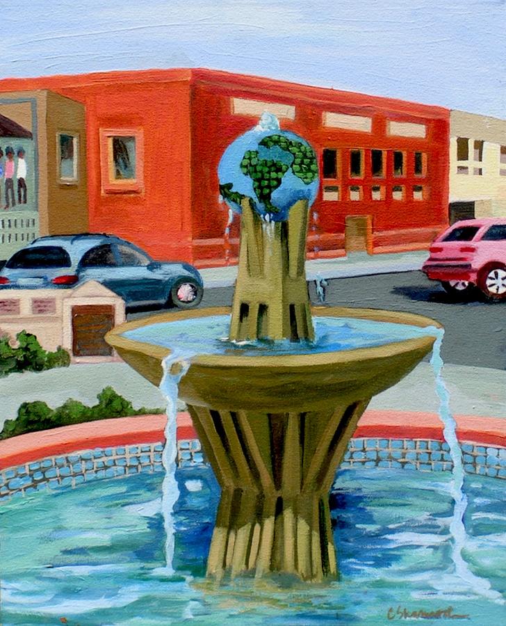 Little Italy Painting - Little Italy Fountain by Carol Shamrock Little Italy Painting - Little Italy Fountain by Carol Shamrock