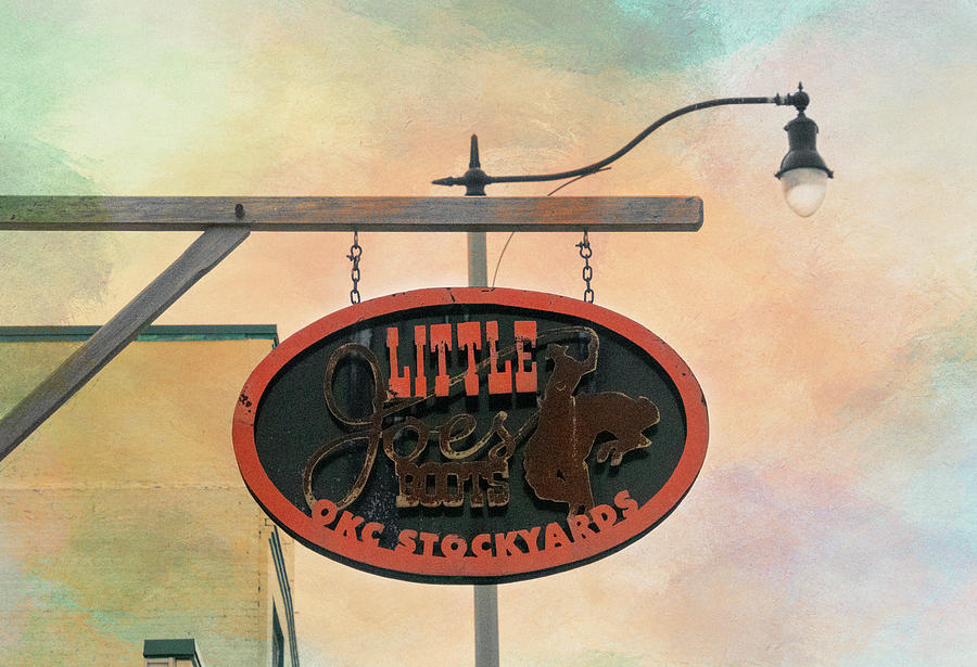 Little Joes Boots - OKC Stockyards - Painted Background Photograph by Debra Martz