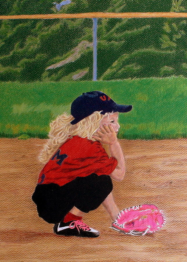 Little Lady Slugger To Be Drawing by Kathy Crockett